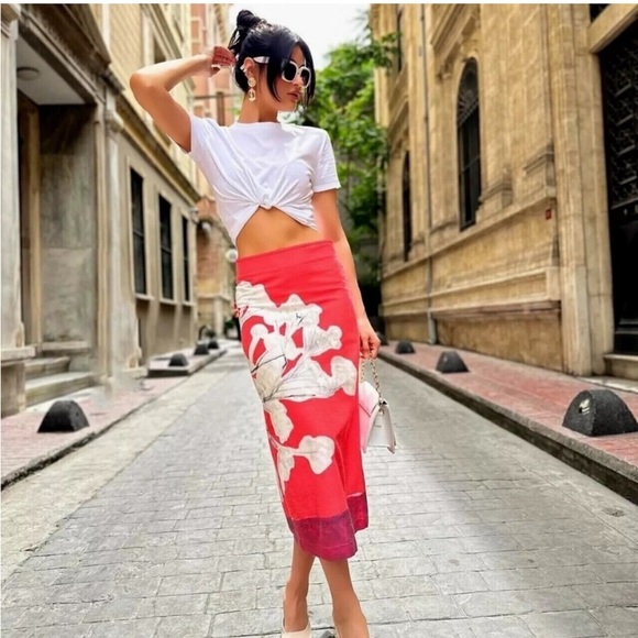 Zara ZW collection linen blend pencil skirt - Picture 2 of 11